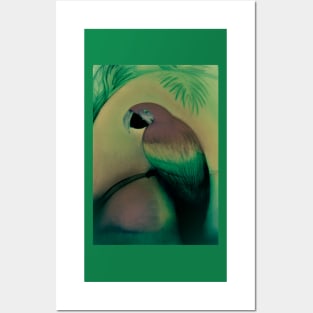 KHAKI MUTED RAINBOW TROPICAL PARROT Posters and Art